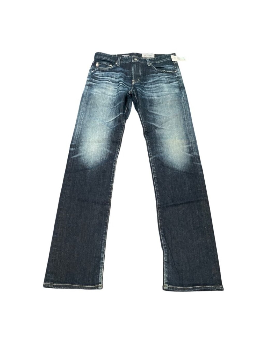 AG Matchbox Slim Straight Jean 32x33.5 Dark Wash Distressed Faded AG-Ed Denim